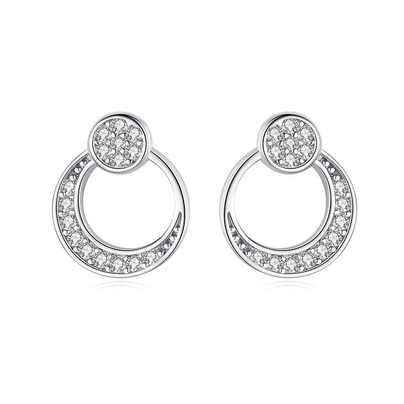 S925 Sterling Silver Moon Earrings Women With Diamonds-Jewearrings