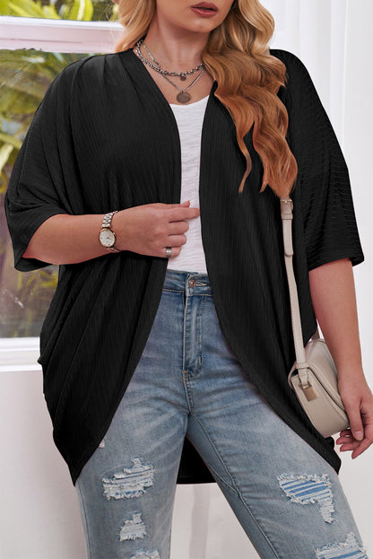 Plus Size Ribbed Cocoon Cover Up-Jewearrings