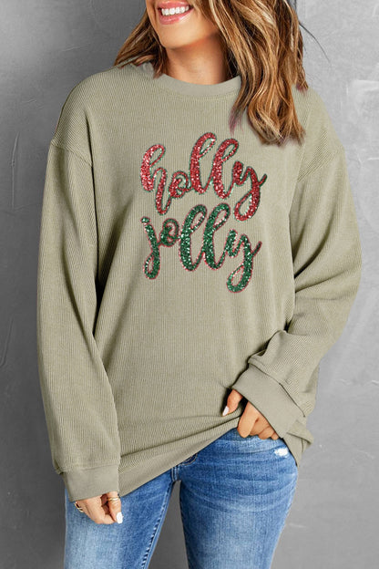 Sequin Round Neck Sweatshirt-Jewearrings