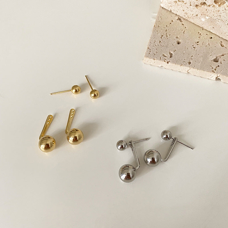 Retro Metal Ball Stud Earrings Women's All-match-Jewearrings