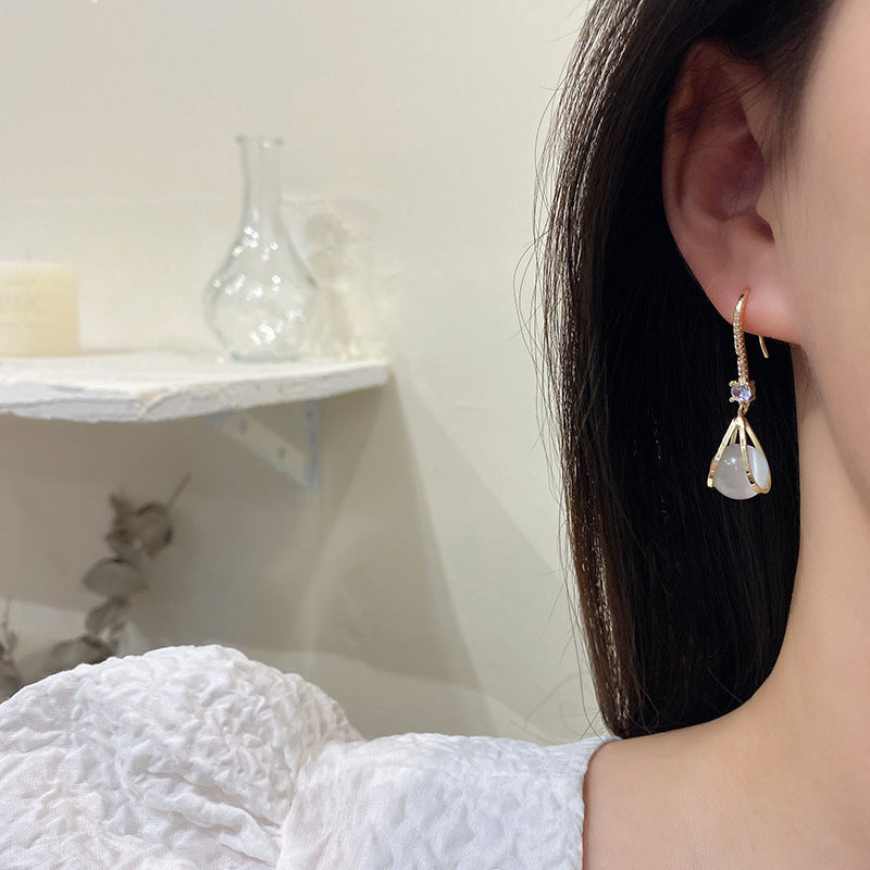 Korean Fashion Sense Opal Earrings Drop Earrings-Jewearrings