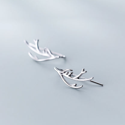 S925 Sterling Silver Earrings Christmas Line Deer Horn Ear Hook-Jewearrings