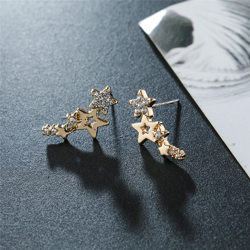 Korean Version Of Simple Fashion Zircon Star Ear Clip Earrings-Jewearrings