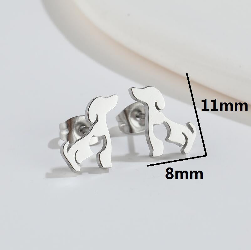 Women's Stainless Steel Cute Cartoon Puppy Stud Earrings-Jewearrings