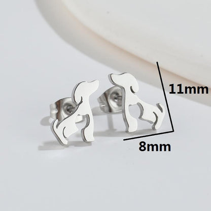 Women's Stainless Steel Cute Cartoon Puppy Stud Earrings-Jewearrings