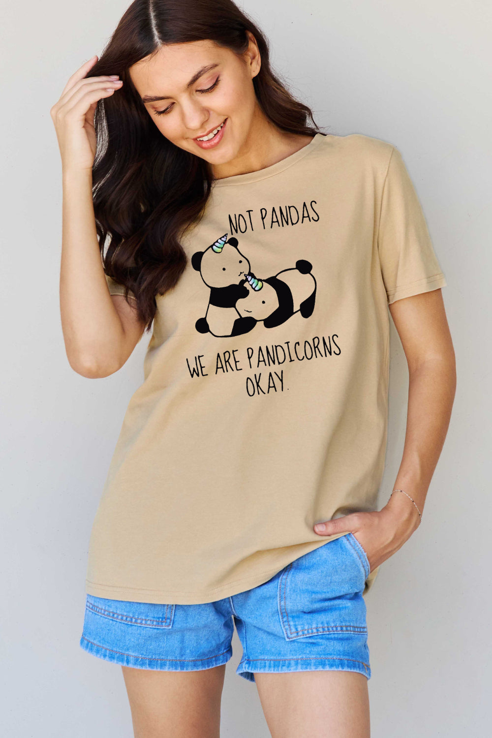 Simply Love Full Size Pandicorn Graphic Cotton T-Shirt-Jewearrings