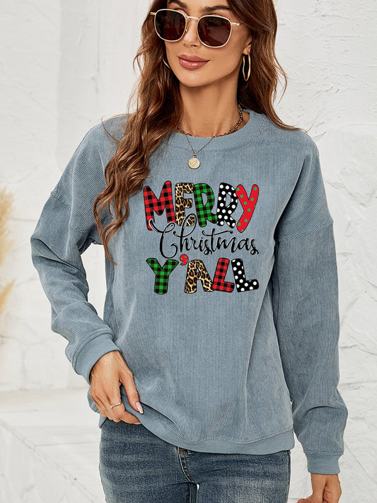 MERRY CHRISTMAS Y'ALL Graphic Sweatshirt-Jewearrings