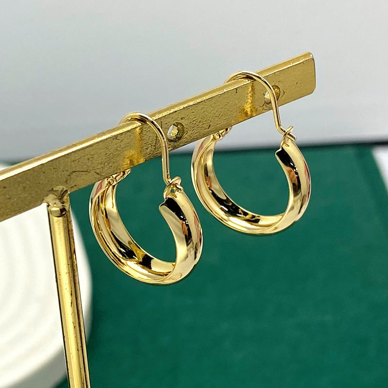 Women's Trendy Cool Gold Plated Hoop Earrings-Jewearrings