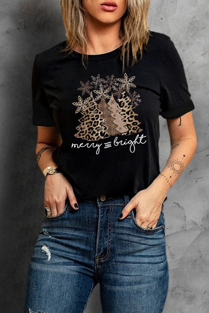 Christmas Tree Graphic Short Sleeve T-Shirt-Jewearrings