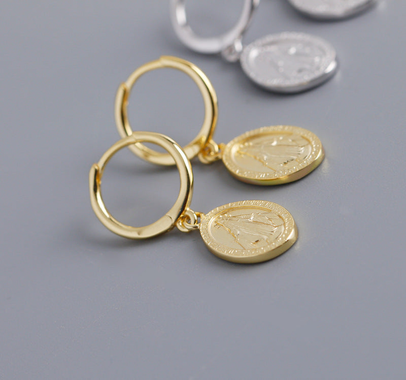 100% 925 Golden earrings sterling silver earrings-Jewearrings