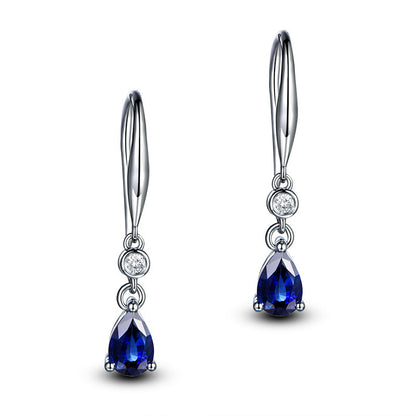 White gold-plated colored imitation sapphire earrings-Jewearrings