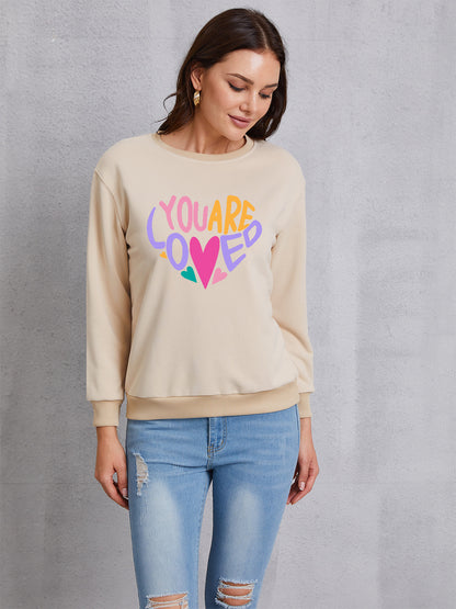 YOU ARE LOVED Dropped Shoulder Sweatshirt-Jewearrings