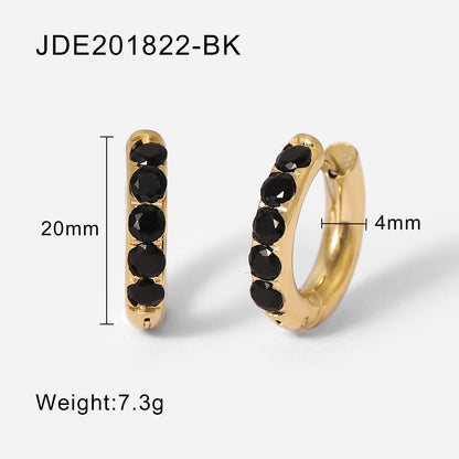 Women's 18K Gold Plated Stainless Steel Round Zircon Earrings-Jewearrings