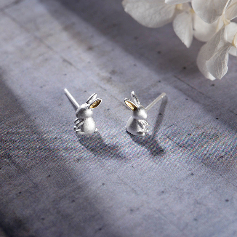 Sterling Silver Little White Rabbit Earrings All Body Silver Cute Rabbit-Jewearrings