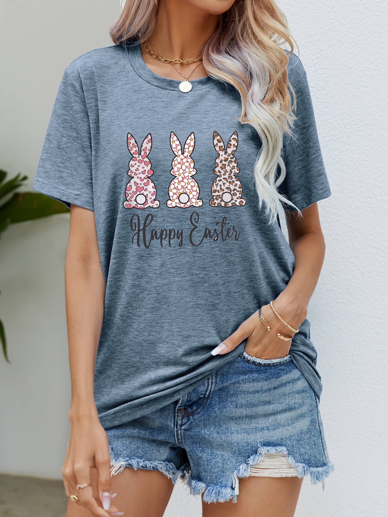 HAPPY EASTER Graphic Short Sleeve Tee-Jewearrings