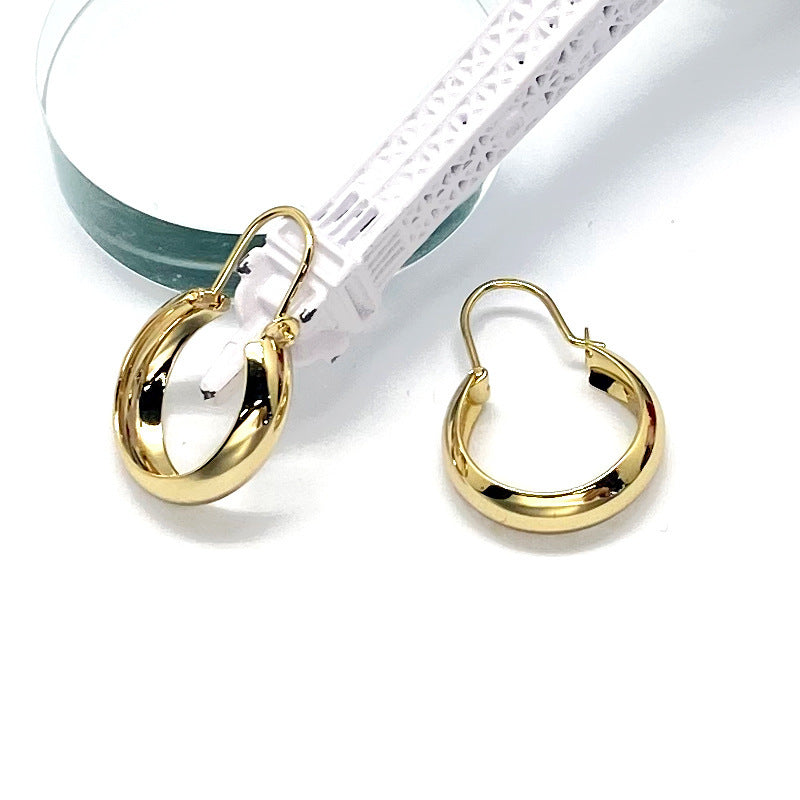 Women's Trendy Cool Gold Plated Hoop Earrings-Jewearrings