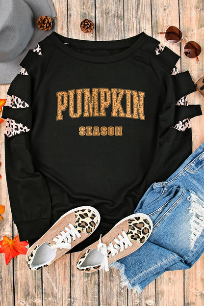 PUMPKIN SEASON Graphic Leopard Sweatshirt-Jewearrings