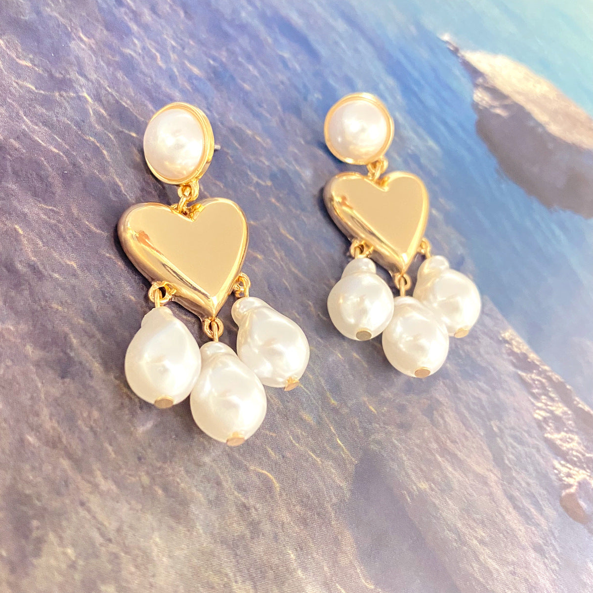 Women's Fashionable Temperamental All-match Irregular Pearl Pendant Tassel Earrings-Jewearrings