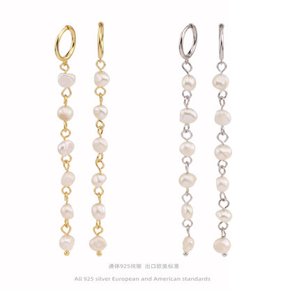 Women's Long Pearl Ear Clip Earrings-Jewearrings