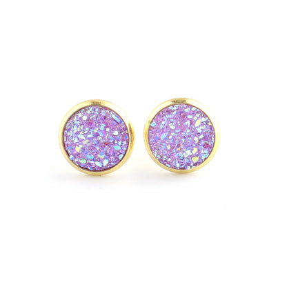 Starry Stainless Steel Water Plated Gold Stud Earrings-Jewearrings