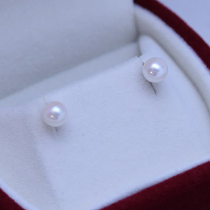 S925 Silver Sea Water Perfect Circle Strong Light Pearl Stud Earrings For Women-Jewearrings