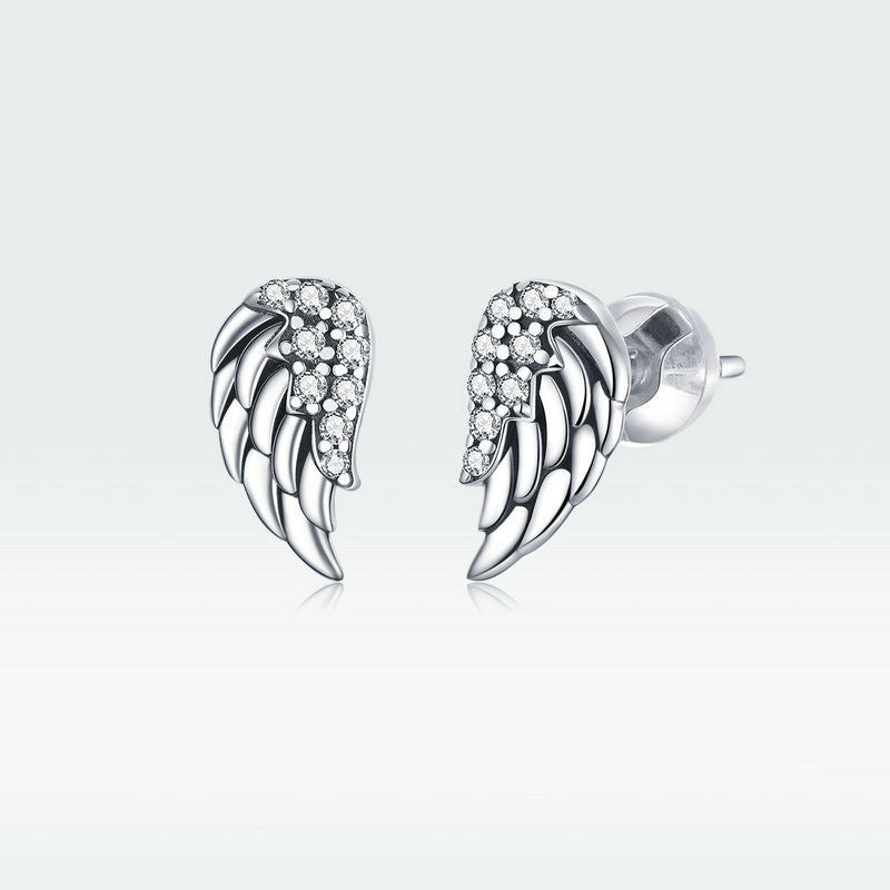 Sterling Silver Wing Stud Earrings-Jewearrings