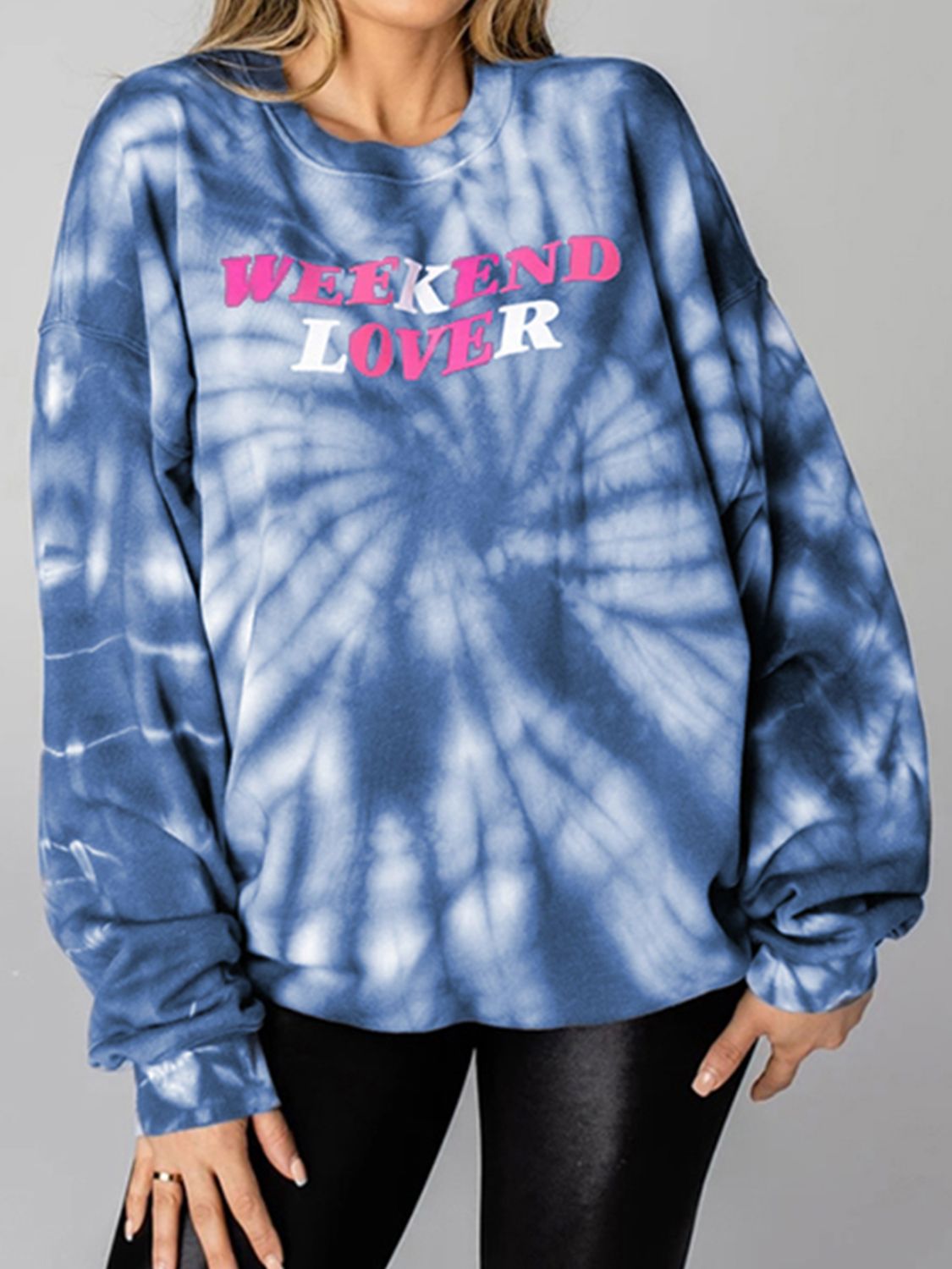 WEEKEND LOVER Graphic Tie-Dye Sweatshirt-Jewearrings