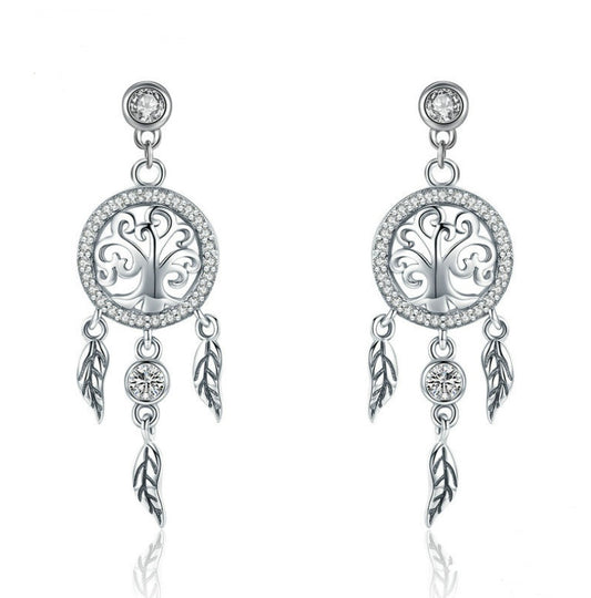 Earrings Europe and the United States cross-border explosion models s925 sterling silver life tree dream catcher anti-allergic temperament ladies earrings SCE457-Jewearrings