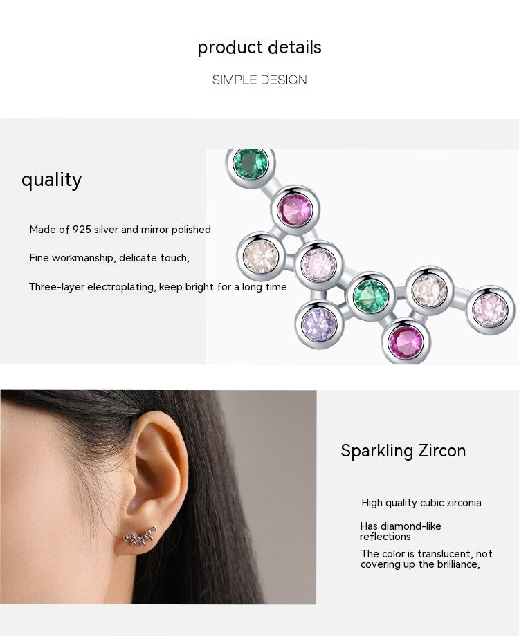 S925 Sterling Silver Rainbow Zircon Small Bubble Stud Earrings-Jewearrings