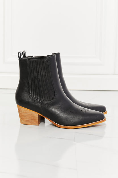 MMShoes Love the Journey Stacked Heel Chelsea Boot in Black-Jewearrings