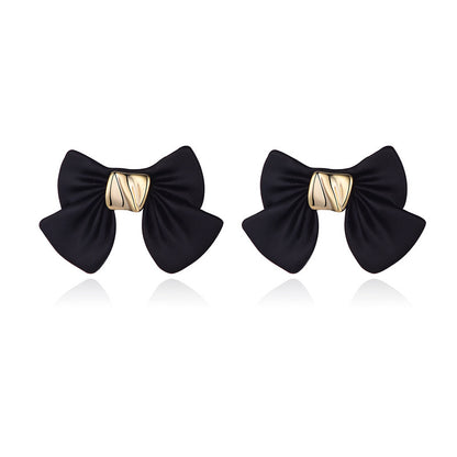 Fashion Trend Earrings Simple Personality Metal Texture Earrings Bow-Jewearrings