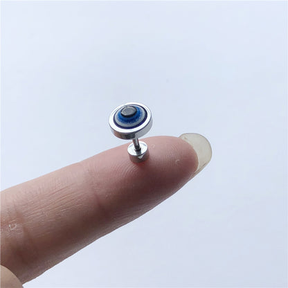 Personality Men's Stainless Steel Eye Pattern Stud Earrings-Jewearrings