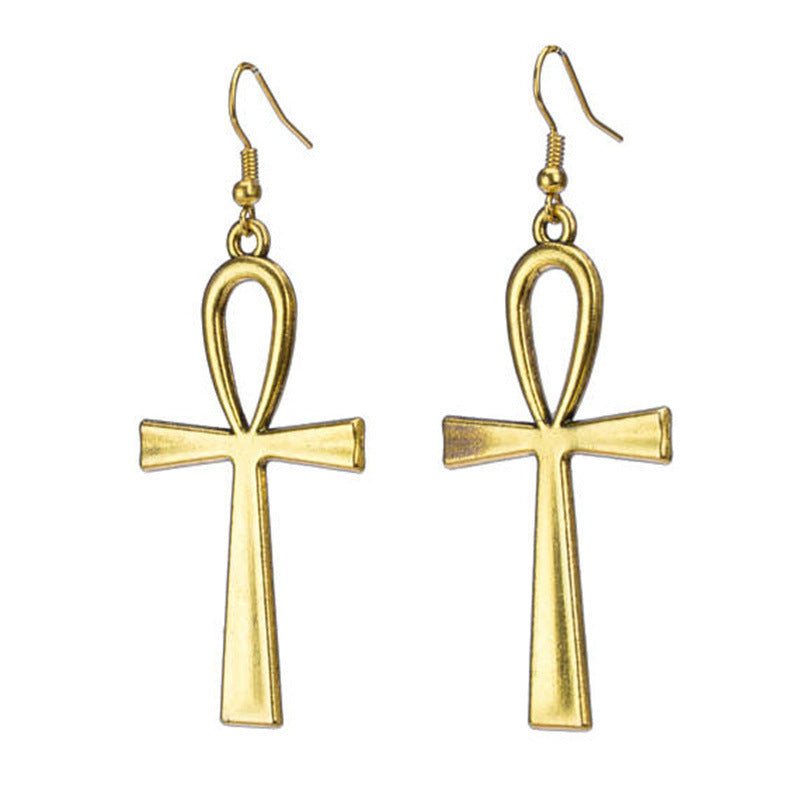 Cross Earrings Life Symbol Flower Pendant-Jewearrings