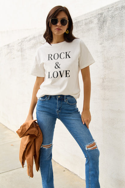 Simply Love Full Size ROCK ＆ LOVE Short Sleeve T-Shirt-Jewearrings