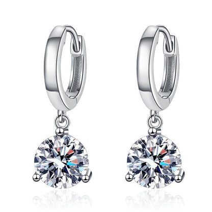 European And American S925 Sterling Silver Earrings Moissanite-Jewearrings