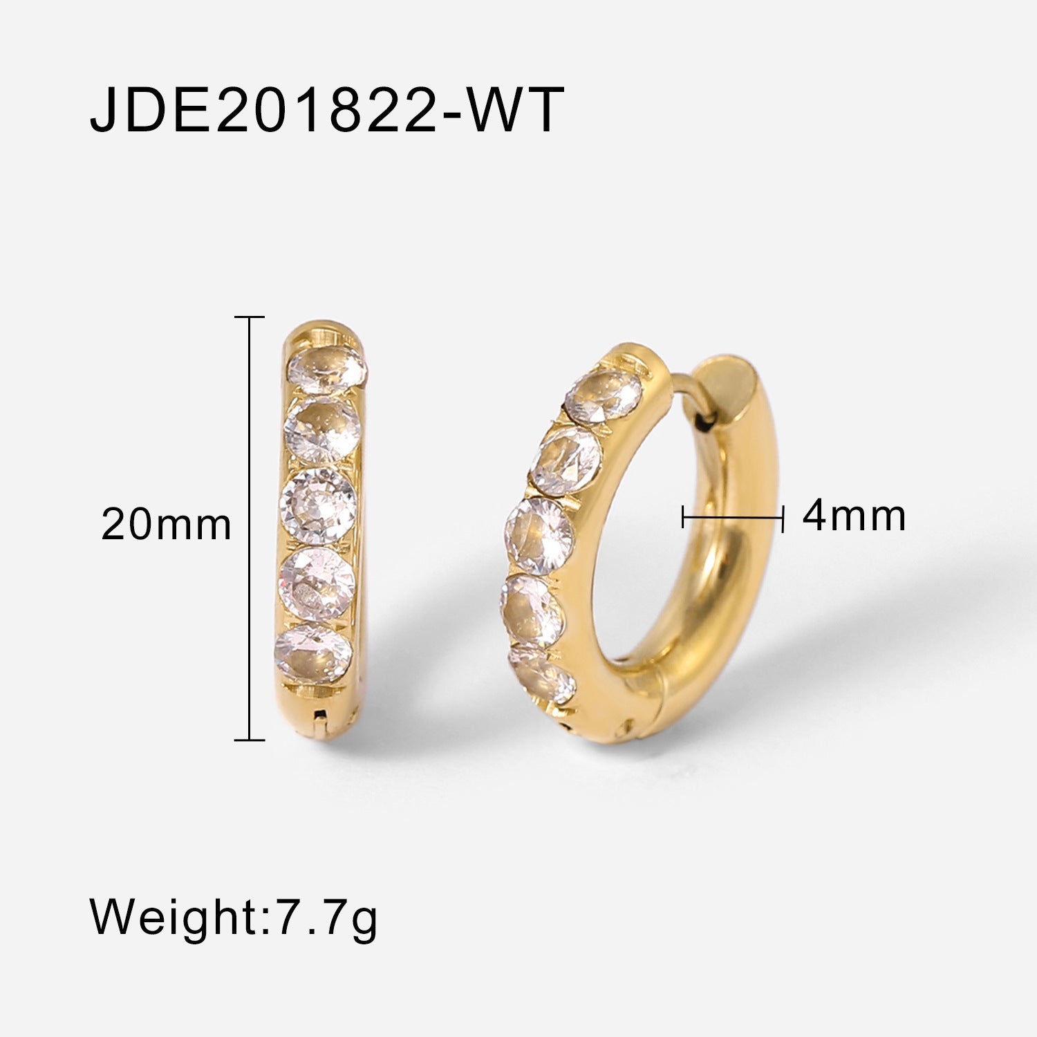 Women's 18K Gold Plated Stainless Steel Round Zircon Earrings-Jewearrings