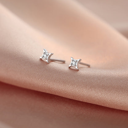 Sterling Silver Star Stud Earrings Women-Jewearrings