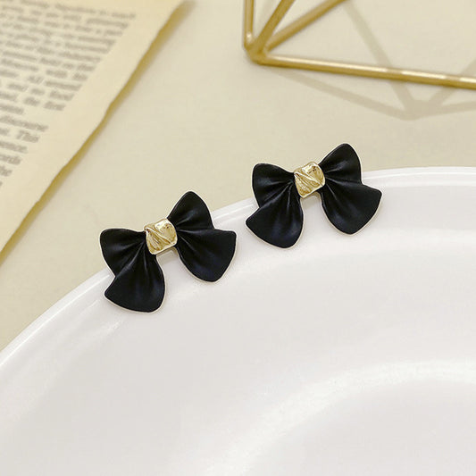 Red Black Color Bowknot Dangle Earrings For Girl Korean Sweet Women Fashion Jewelry-Jewearrings