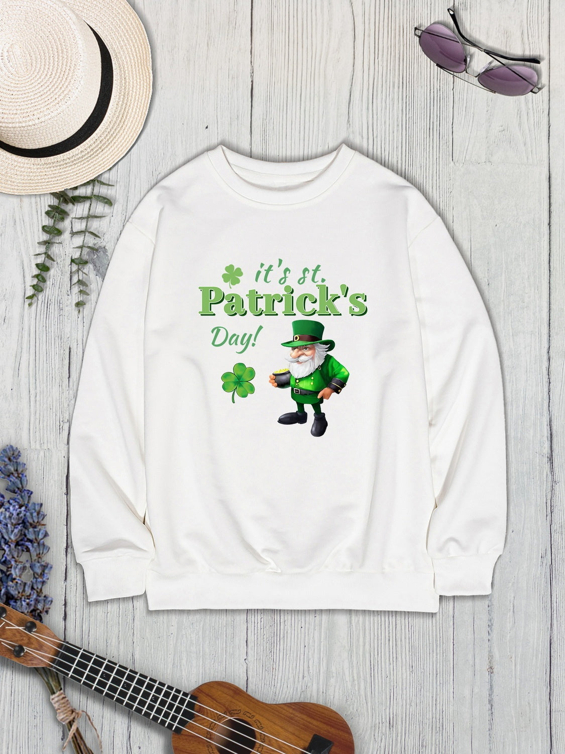 IT'S ST. PATRICK'S DAY Round Neck Sweatshirt-Jewearrings