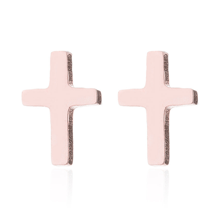 Cross Stud Earrings Women's Simple Christmas Gift-Jewearrings