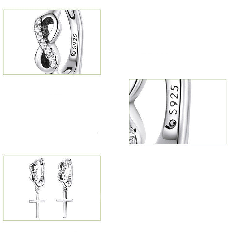 Creative Cross S925 Silver Earrings European And American Fashion-Jewearrings