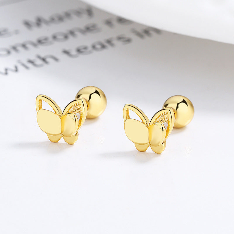 925 Sterling Silver Sweet Double Butterfly Thread Stud Earrings-Jewearrings