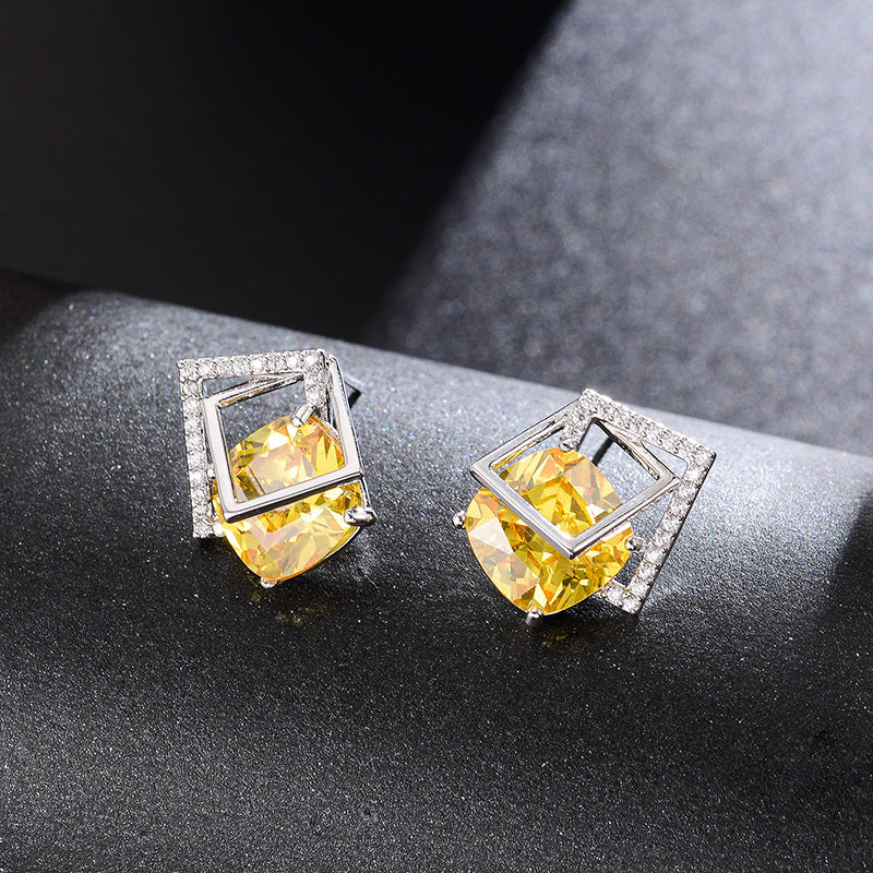 Vintage Luxury Champagne Gold Square Earrings-Jewearrings