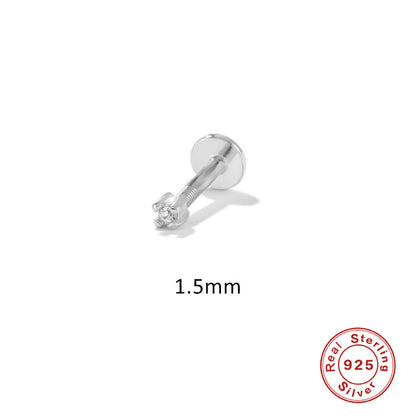 Simple Personality Sterling Silver Threaded Perforated Cartilage Earrings-Jewearrings