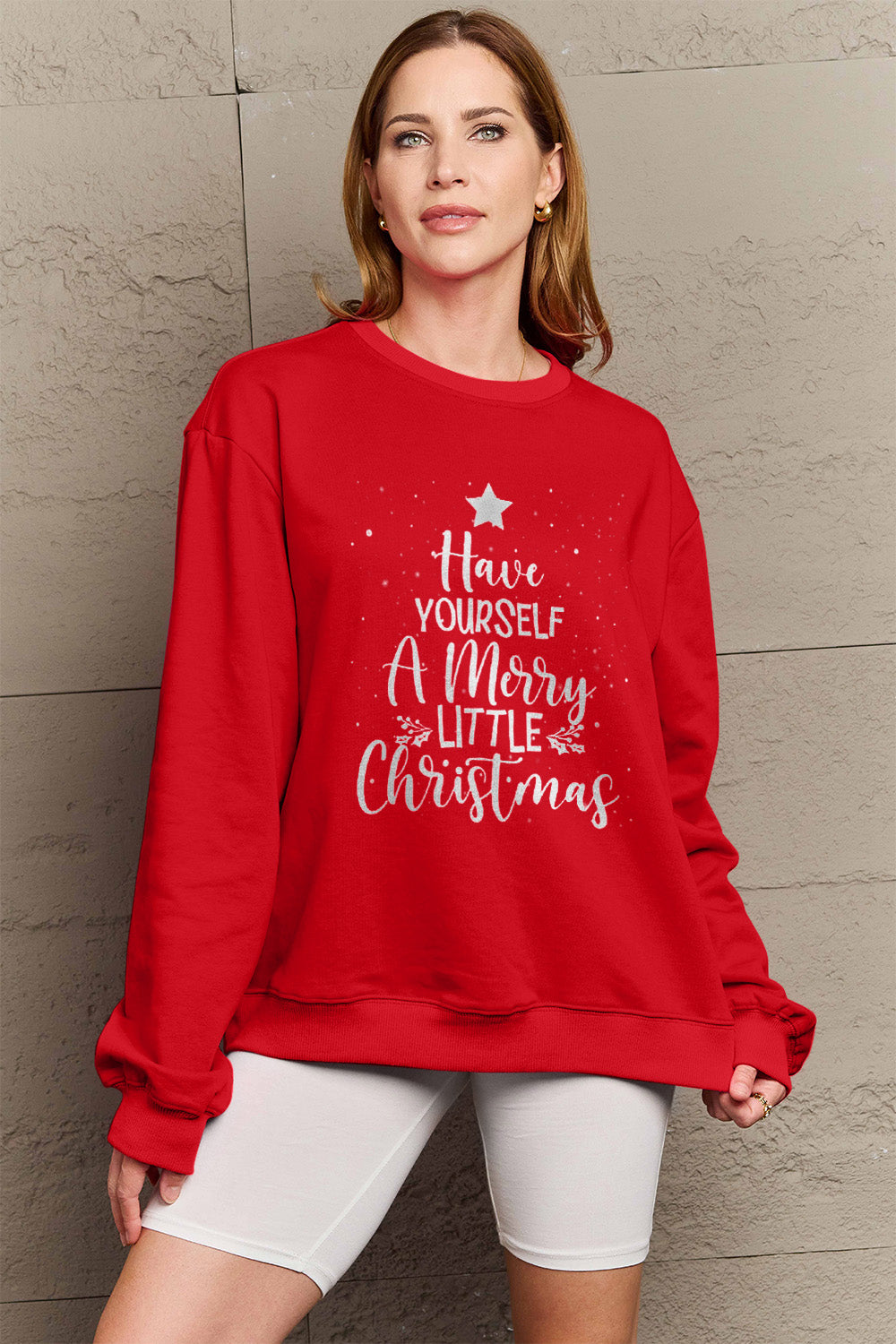 Simply Love Full Size HAVE YOURSELF A MERRY LITTLE CHRISTMAS Round Neck Sweatshirt-Jewearrings