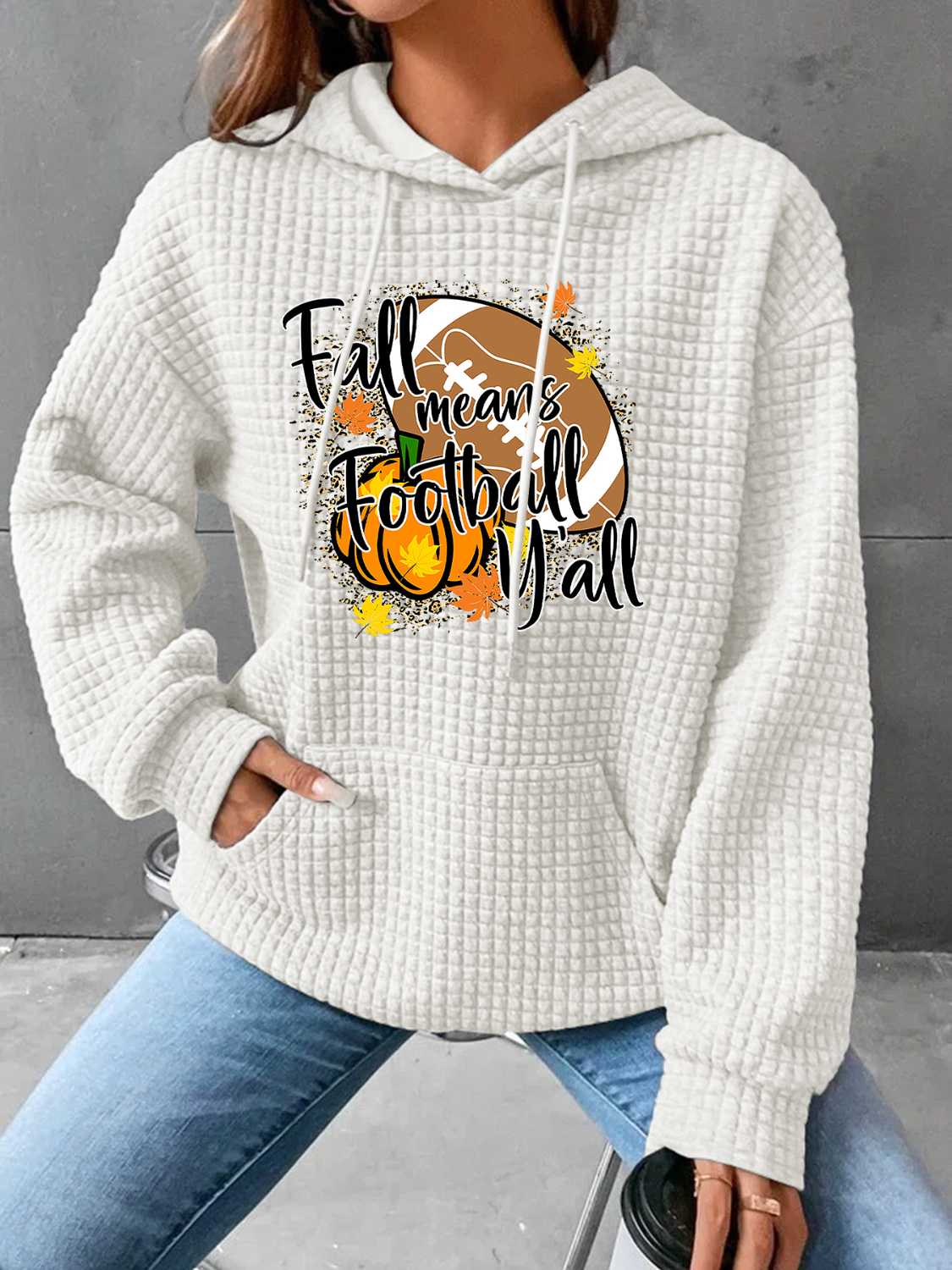 FALL MEANS FOOTBALL Y'ALL Graphic Hoodie-Jewearrings