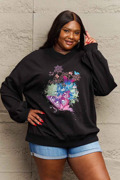 Simply Love Simply Love Full Size Butterfly Graphic Sweatshirt-Jewearrings