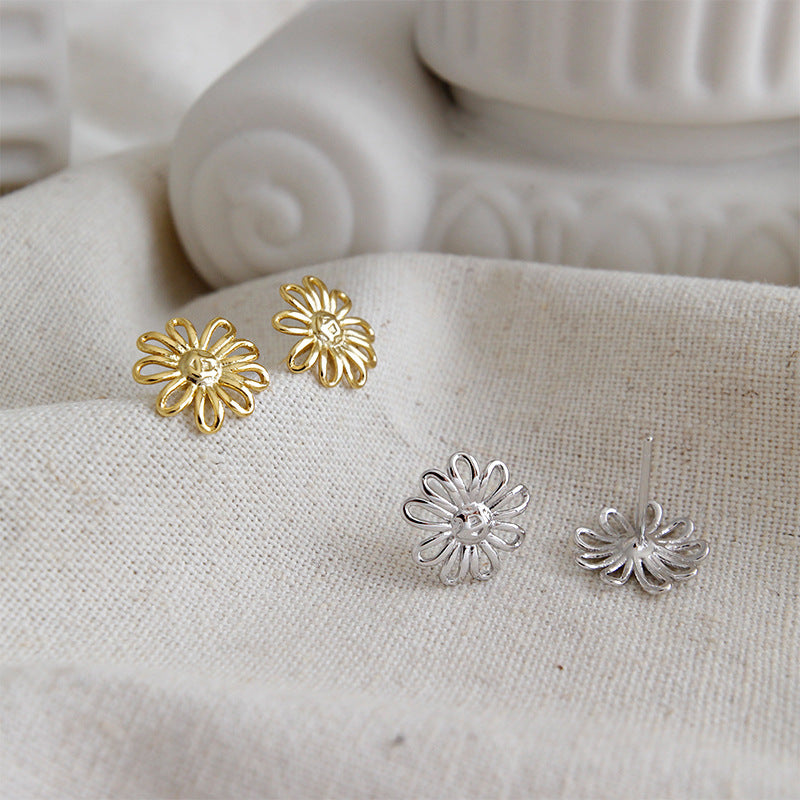 Sterling Silver Earrings Simple Sunflower Sunflower-Jewearrings