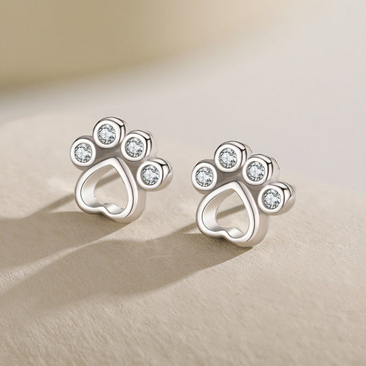 S925 Sterling Silver Care Bear Footprint Stud Earrings-Jewearrings