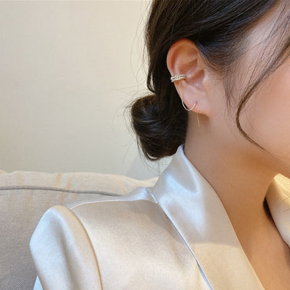 Korean Pearl Earbone Clip Earrings One Cold Wind High-end Ring Without Ear-Jewearrings